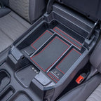 TOPINSTALL 22-26 Red Refreshed Full Tray Compatible with 2022-2026 Silverado/Sierra 1500 and 2024-2026 Chevy Silverado/GMC Sierra 2500HD 3500HD, Armrest Organizer (Full Console w/Bucket Seats ONLY)