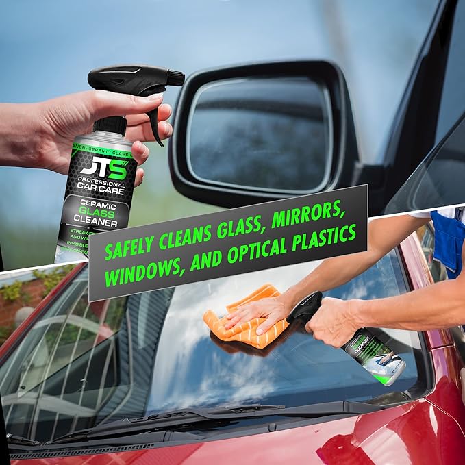 JT's Ceramic Glass Cleaner - Car Window Cleaner | Car Wash All-Natural Streak Free Formula For Car Cleaning (16 Fl Oz)