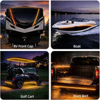 12V Marine Boat LED Light Strip Super Bright, 2 Pack 6.56FT IP68 Fully Waterproof RV Front Cap Lights, Golf Cart Underglow Roof Lights Strip for Truck ATV UTV SUV Car Pickup Trailer, Cuttable, Amber
