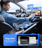 Wireless Carplay Adapter for Apple iPhone iOS 10+ ＆ Android Mini Ultra-Compact USB-A Dongle Converts Wired to Wireless Car Play Adapter Plug & Play Fast Auto Connection for Cars 2016+