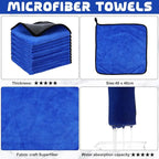 Tallew 50 Pcs Microfiber Towels:16"x16" Microfiber Drying Towels Bulk Micro Fiber Car Cleaning Cloth for Cars Drying Washing Polishing Office Windows Cleaning Household Supplies (Blue,Gray)