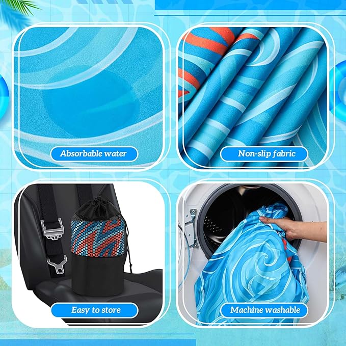 Hahafelt 2 Pack Car Seat Towel Covers with Storage Bag, 63 x 32 Inch Universal Non Slip Waterproof Sweat Protector for Car Truck, Gym Swimming Running, Machine Washable (Colorful Sea Turtle)
