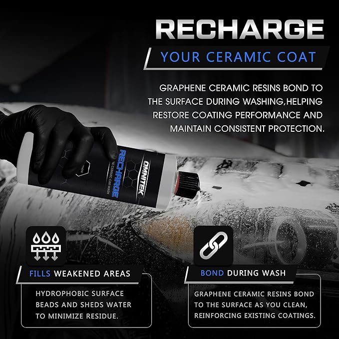 Graphene Ceramic Car Wash Soap - Graphene Coating Infused Car Shampoo - pH-Neutral Formula for Coatings - Cleans, Protects, & Recharges Existing Coatings In One Step (16oz)