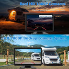 Wired Backup Camera System with 10.1" Touch Monitor, 4 HD 1080P Rear View& Side View Cameras, 4 Split Screen, Night Vision, IP68 Waterproof Back up Camera for Truck/RV/Trailer/Bus/Tractor..