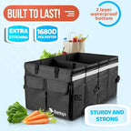 Starling's Car Trunk Organizer Super Strong, Foldable Storage Cargo Box for SUV, Auto, Truck Nonslip Waterproof Bottom, Fits any Vehicle, Come w Adjustable TieDown Straps W LID (Black, 2