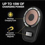 Scosche MQ5WDV-1 MagicMount Pro Charge5 Window/Dash/Vent 15W Magnetic, Qi-Certified, Wireless Charging Phone Mount, Cell Phone Holder for Car Compatible with MagSafe, iPhone, Galaxy and Qi Devices