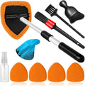 Qydipclin 10pcs Windshield Cleaner Tool, Car Window Cleaning Wash Kit with 4 Reusable Microfiber Pads 1 Spray Bottle and Extendable Handle Auto Glass Wiper Kit, Orange