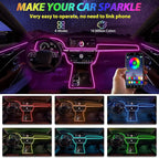 5 in 1 Car Led Strip Lights with App Control, RGB Colors Interior Car Lights, Ambient Led Lighting Kit, 4 Light Flashing Modes, USB Neon Accessories for Doors, Center Console