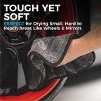 The Rag Company Gauntlet Car Drying Towel, Ultra-Absorbent 70/30 Blend Korean Microfiber, Dries Vehicles Faster Without Scratching, 900 GSM, 12x12 Inches, Ice Grey/Grey, 3-Pack