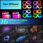 Split 4 Colors 12W Car Starlight Headliner Kit 600pcs*0.02in*9.8ft with APP&RF Remote,RGBW Fiber Optic Strands Star Roof Lights,4 Port Engine Sound Activated Star Ceiling Lights for Car/Home Decor