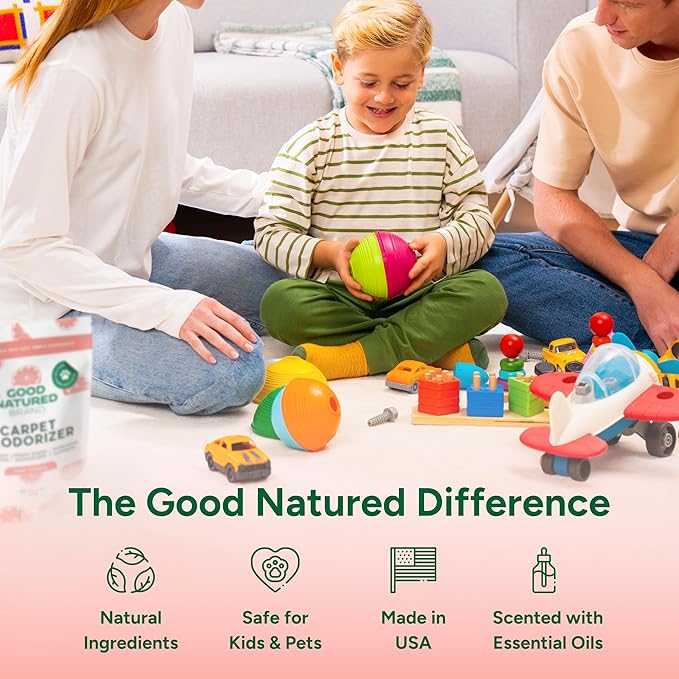 Good Natured Brand | Carpet Deodorizer & Freshener Powder | 31 oz Pet Odor Eliminator for Strong Odor & Pet Urine | Fresh Natural Pink Citrus Scent | Safe for Homes with Pets