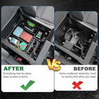 TOPINSTALL 5 Compartments Console Organizer Compatible with 2022-2026 Toyota Tundra/Sequoia 2023-2026, Plastic Armrest Storage Box Full Size Tray (Not for the Console with Safe)