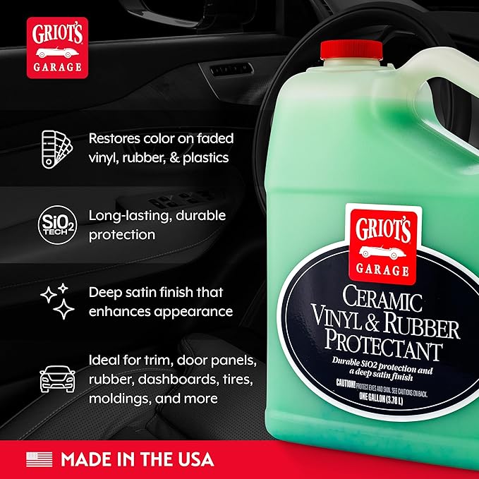 Griot's Garage Ceramic Vinyl and Rubber Protectant for Car Detailing, Restorer and Protectant for Dashboards, Door Panels, Tires, Exterior Trim, Moldings, and More, 10822, One Gallon