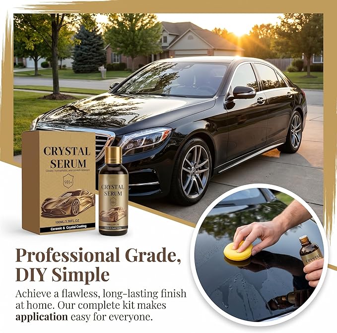 PTZ Crystal Serum for Cars - Advanced 9H Graphene Ceramic Coating for Cars, Professional Auto Ceramic Coating for Paint Protection, High Gloss Crystal Coatings for Car Plastic Parts & Wheels (3Pcs)