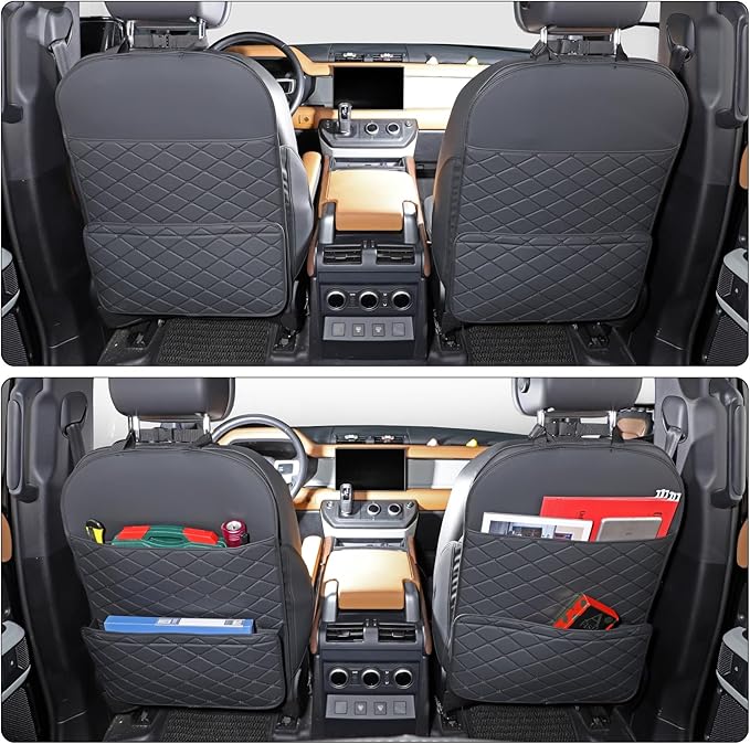 TAIKOO Seat Back Protector + Large Capacity Pocket Storage Organizer,Preventing the Impact of Children Stepping on the Seat Backrest (Black)