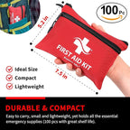 Protect Life First Aid Kit, Travel First Aid Kit for Car, 100 Piece Compact Emergency Preparedness Starter Kit for Home, Office, Camping, Hiking