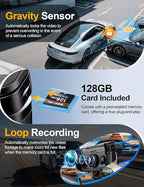 360° View 4K 4 Channel Dash Cam Front and Rear Inside Left Right, Built-in GPS, 5.8GHz WiFi, Car Dash Camera for Cars with App Connect, Support Parking Mode, G-Sensor, Free 128GB Card