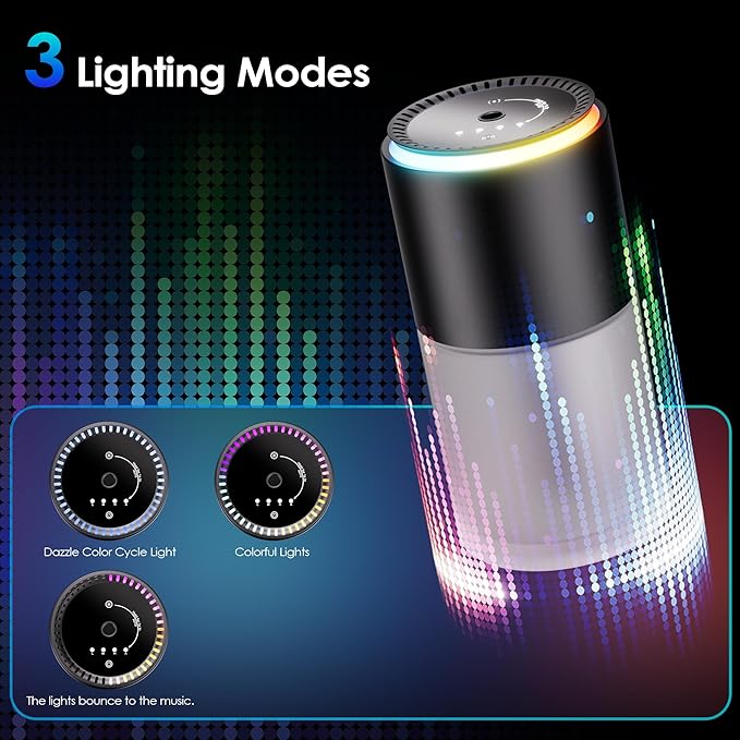 Klomsuw Car Air Freshener, Smart Car Air Freshener,car Diffuser with 150 ML (5oz) Capacity Multi-fragrance,RGB Music Syncing Light, Auto On/Off (Cologne)