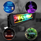 22" Curved RGB LED Light Bar 2X 4 Flood LED Pods with Chasing RGB Halo 16 Solid Colors Offroad Driving Fog Lights with Switch Wiring Harness
