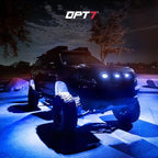 OPT7 Photon RGB LED Magnetic Rock Lights w/Bluetooth APP & Remote - 8 Pods Aluminum Frame Wide Angle Underglow Kit, IP68 Waterproof for Offroad Jeep SUV ATV UTV - Truck Decorations, Mothers Day Gifts