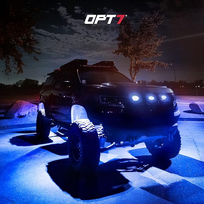 OPT7 Photon RGB LED Magnetic Rock Lights w/Bluetooth APP & Remote - 8 Pods Aluminum Frame Wide Angle Underglow Kit, IP68 Waterproof for Offroad Jeep SUV ATV UTV - Truck Decorations, Mothers Day Gifts