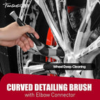 Fantasticlean 7PCS Car Wheel Brush Kit, Tire Brush, Soft-bristled Rim Brush, Chenille Rim Cleaning Tape, Microfiber Bendable Brush, Curved Detailing Brush with Elbow Connector, Detailing Pads