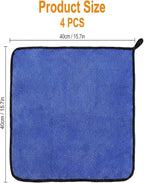 4 Pack Microfiber Towels for Cars, 15.7 x 15.7 inch Thick Plush Cleaning Cloth, Highly Absorbent Professional Grade Drying Towel Set for Car Detailing Household Cleaning, 800GSM(Blue/Grey)