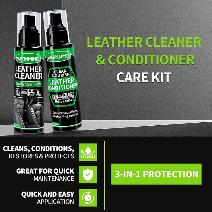 Leather Cleaner and Conditioner Cream Care Kit for Car Interiors Seats,Couches,Purses,Bags,Jackes,Boots