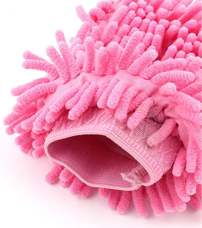uxcell Car Cleaning Washing Microfiber Mitten Glove Pink