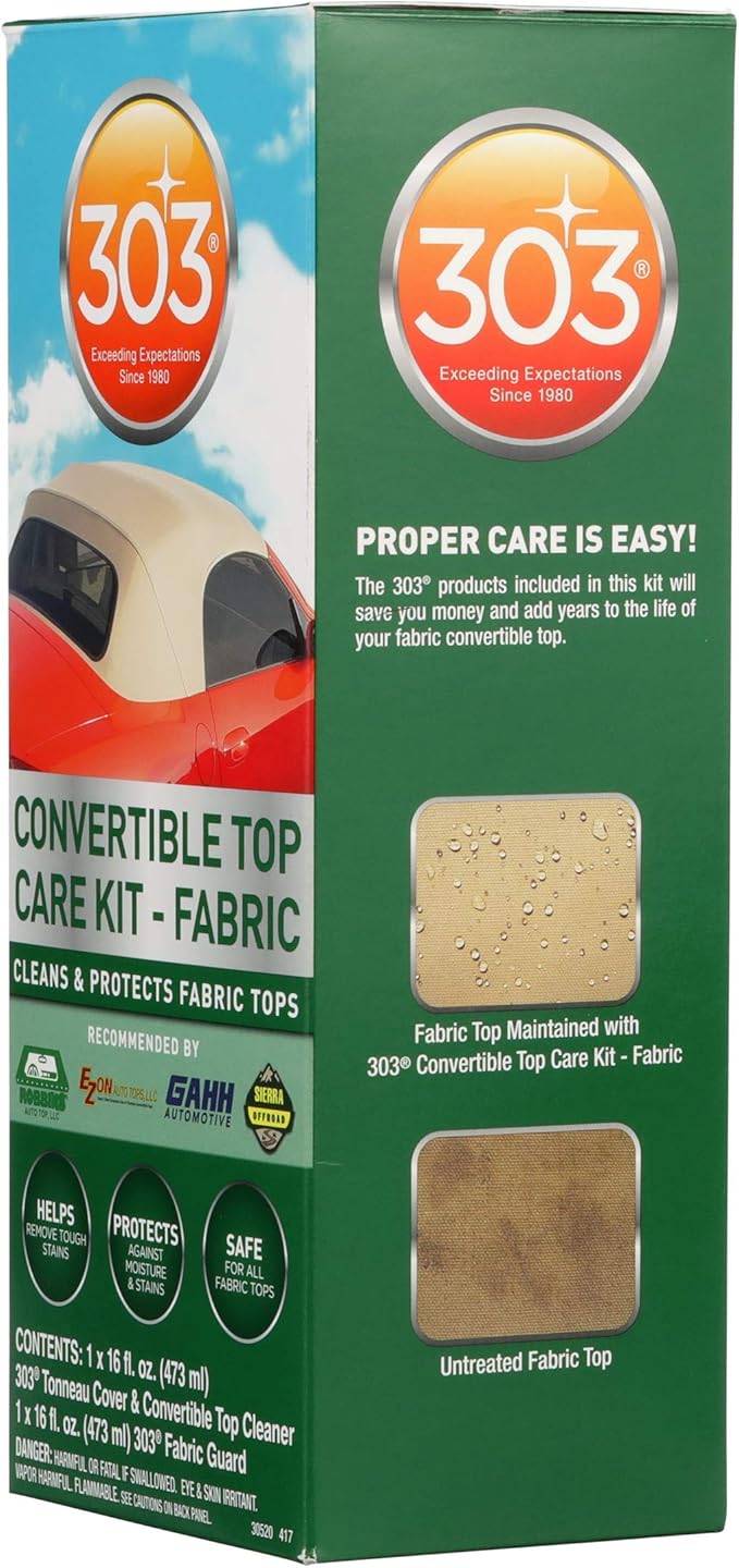 303 Products (30520) Convertible Top Cleaning and Care Kit with Cleaner and Fabric Guard Helps Maintain Water Repellency, Protects Fabric Convertible Tops and Tonneau Covers, 32 fl oz