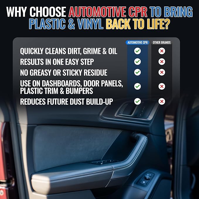 Heavy Duty Plastic & Vinyl Cleaner 16 oz – Deep Clean Spray for Vinyl Seats, Dashboards, Door Panels & Exterior Trim – Non-Greasy, Residue-Free Finish for Cars, Trucks & SUVs