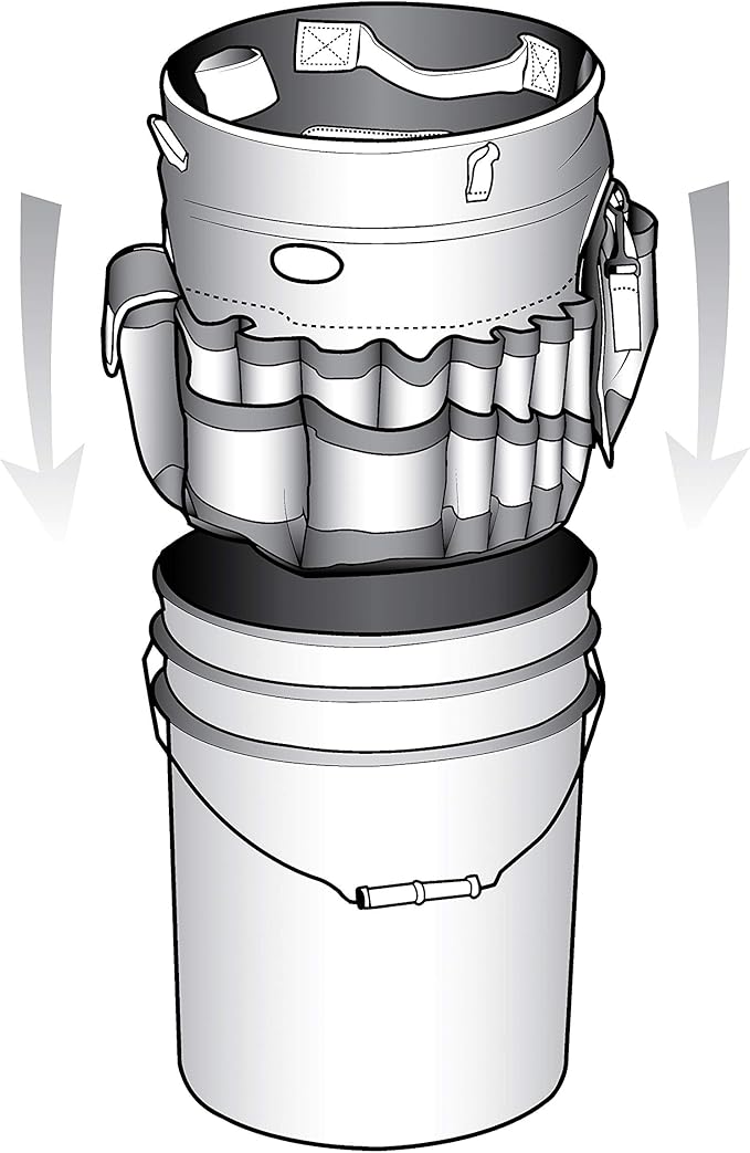 Bucket Boss Auto Boss Wash Boss Organizer for a 5 Gallon Bucket, with Fast-Drying, Exterior Mesh Pockets for Car Supplies, Allowing for Soap and Water in the Bucket, in Black, AB30060