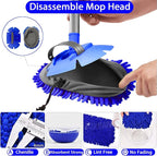 WillingHeart 63" Car Wash Mop Brush Tool Mitt with Long Handle Length More Suitable for Washing American Cars Truck, SUV, RV, Trailer, 2 in 1 Chenille Microfiber Duster Not Hurt Paint Scratch Free