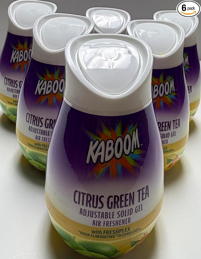 Wizard kaboom adjustable solid gel Air Freshener with freshplex "odor eliminating" technology, solid air freshener 8 oz citrus green tea (Pack of 6)