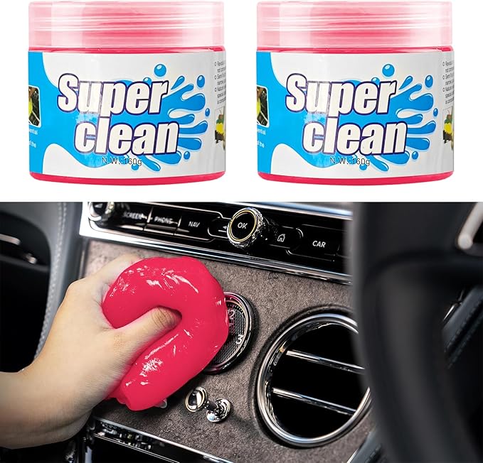 Car Cleaning Gel, Car Cleaning Supplies, Car Cleaning Putty, Universal Car Cleaning Kit Auto Detailing Tools Car Accessories Fit for Automotive, Keyboard, Camera, Printers (Pink, 2PCS)