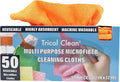 Tricol Clean 50PK Profesional Resuable Lint Free Microfiber Edgeless Cleaning Cloth Cleaning Rags,Absorbent Microfiber Wipes for Housekeeping, Car Cleaning (12 * 12 Inches) (orange1)