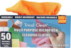 Tricol Clean 50PK Profesional Resuable Lint Free Microfiber Edgeless Cleaning Cloth Cleaning Rags,Absorbent Microfiber Wipes for Housekeeping, Car Cleaning (12 * 12 Inches) (orange1)