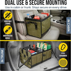 5-Section Extra Large Trunk Organizer – Heavy Duty 1680D Oxford, Collapsible & Foldable Car Cargo Organizer, Modular Multi-Shape Storage System for SUV, Truck, Van – Military Green
