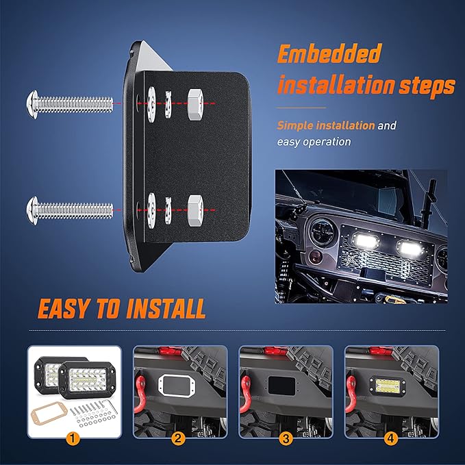 Nilight Flush Mount LED Light Pods 2PCS 6 Inch 39W Upgraded Spot Flood Combo Beam Driving Work Lighting Backup Reverse Grill Mount Lights for Offroad Truck Tractor SUV ATV UTV Golf Cart Boats