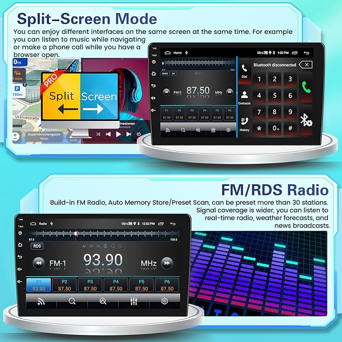 for Mitsubishi Mirage 2012-2018【2+64GB Dash kit】 Fuluku Android Car Stereo with Wireless Carplay Android Auto, 9" Touch Screen Radio Dash Kit GPS Navigation WiFi Bluetooth SWC Mic Backup Camera