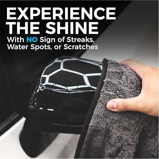 The Rag Company Gauntlet Car Drying Towel, Ultra-Absorbent 70/30 Blend Korean Microfiber, Dries Vehicles Faster Without Scratching, 900 GSM, 20x30 Inches, Ice Grey/Grey, 1-Pack