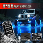 12 Pods RGB LED Rock Lights for Trucks ATV UTV Golf Cart RZR Offroad SUV Cars, Waterproof Multicolor Neon Underglow Kit with Bluetooth APP/RF Remote Control, Vehicle Accent Underbody Light 12V