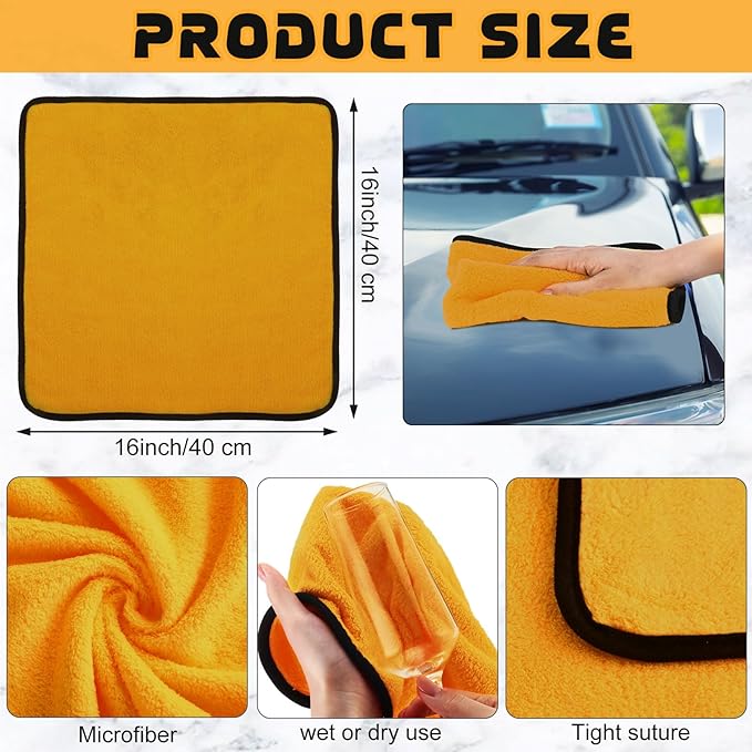 Tallew 80 Pcs Microfiber Towels:16"x16" Microfiber Drying Towels Bulk Micro Fiber Car Cleaning Cloth for Cars Drying Washing Polishing Office Windows Cleaning Household Supplies (Yellow)