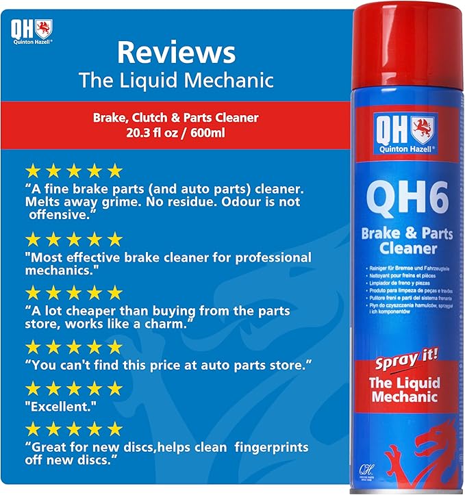 Quinton Hazell Brake Cleaner Spray Can 20.3 fl oz - QH6 Non-Chlorinated Automotive Brake Parts Cleaner, High Strength Formula for Professional and DIY Use (Pack of 2)