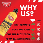 Jay Leno's Garage Ceramic Wash Shampoo Car Wash Soap with SiO2 Ceramic Protection High Foaming Gloss Enhancer Water Beading for Coated and Non Coated Vehicles (16 OZ)