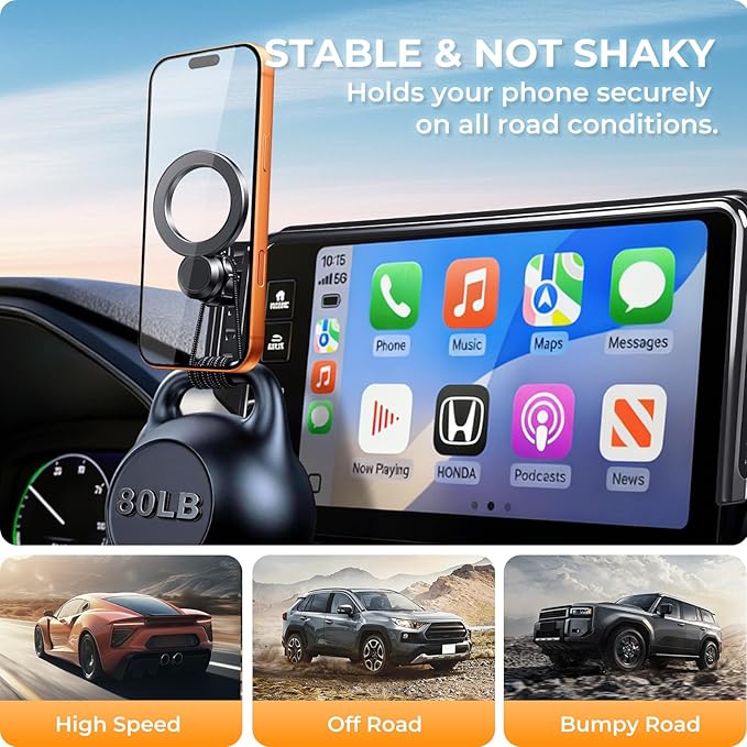 Car Phone Holder for Toyota Prius 2026 2025 2024 2023 (Only for 12.3-Inch Screen, Not for 8-Inch) 360° Rotation Magnetic Cell Phone Mount, Compatible with Magsafe, Does Not Affect Air Vent