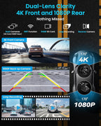 IK5 9" Wireless Apple CarPlay & Android Auto Screen, Portable Car Stereo with 4K Dash Cam & 1080p Backup Camera, Add CarPlay to Any Vehicle, Touchscreen, Mirror Link