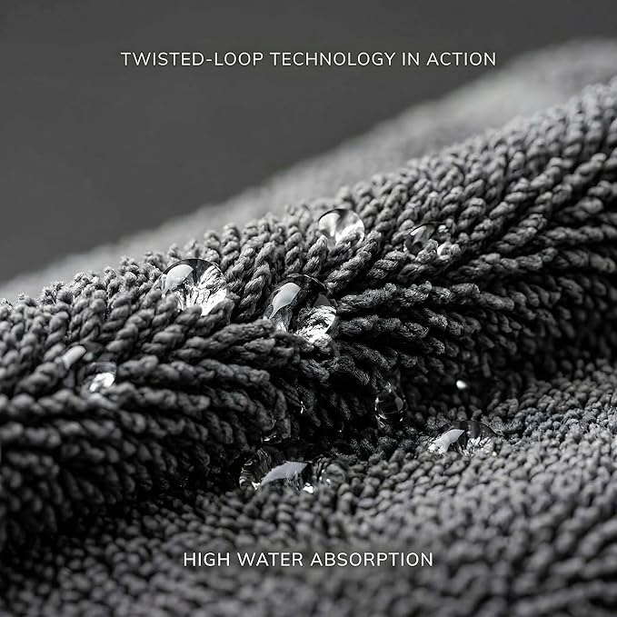 Twisted Microfiber Towel, Premium Microfiber Towels for Cars, Car Drying Towel, Ultra Absorbent Quick Dry Towel, Drying Cloths Auto Detailing for Streak Free Auto Finish
