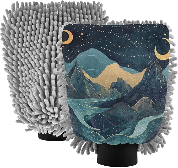 Boh Mountain Scene Microfibre Car Wash Mitt Scratch Free Wash Mitt for Car Wash Sponge
