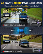 Front and Rear Dash Cam for Truck: 4K+1080P Dual Dash Camera for Pickup Ford F150 F250 Ram 1500-5G WiFi Quick Video Access 15-Min Install Record Every Moment for Accident Evidence by Befumly